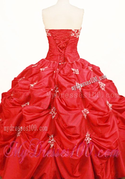 Pretty Red Ball Gown Strapless Appliques Quinceanera Dress