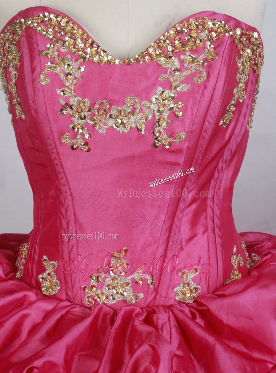 Embroidery Brush Train Dresses 16 in Hot Pink and Cream Color