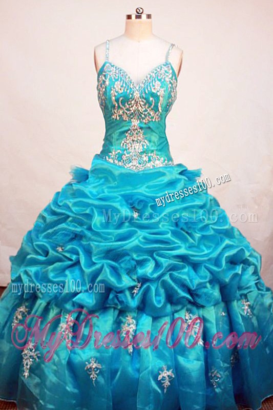 Spaghetti Straps Appliques Beading Sweet 15 Dress for Girls Pick-ups