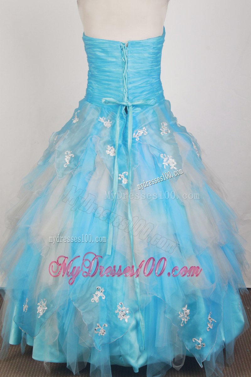 Pretty Aqua Blue Beaded Organza Cheap Dress for Sweet 15 On Sale