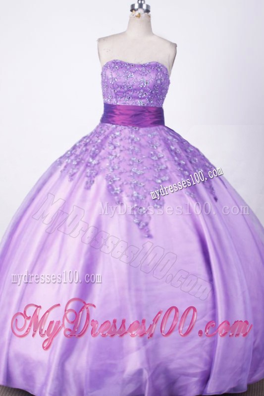 Beaded Lavender Quiceanera Dresses with Dark Purple Belt