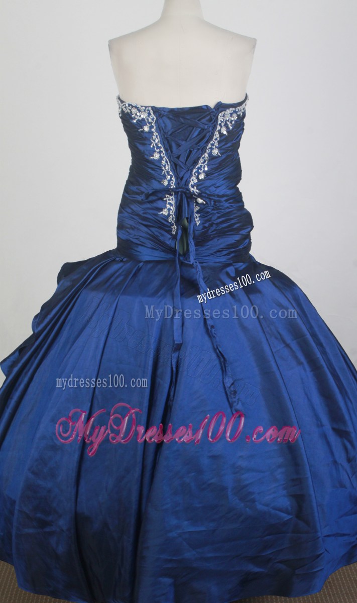 Navy Blue Beaded Ruching Appliques Sweet Sixteen Dresses for Cheap