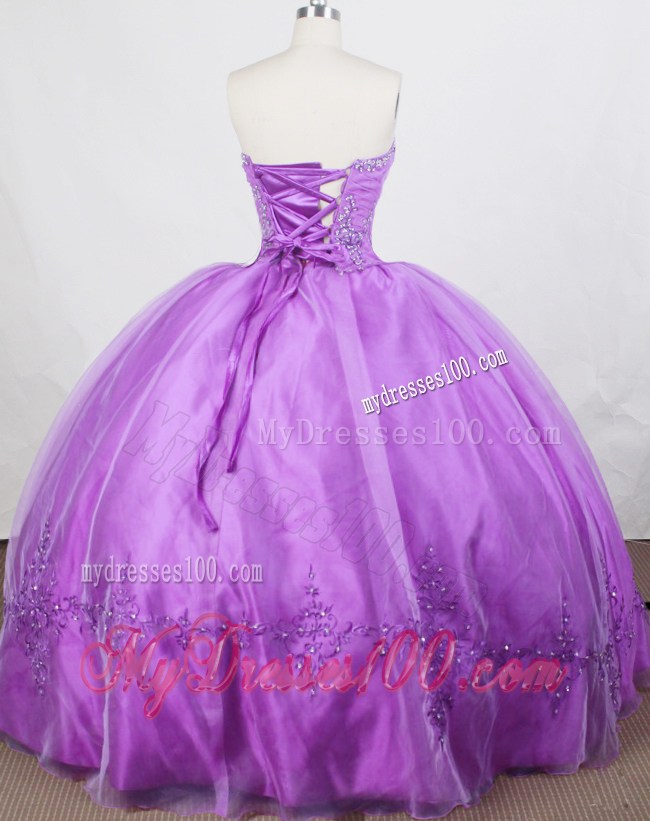 Glamorous Lavender Ball Gown Appliqued Taffeta Quinceanera Dress