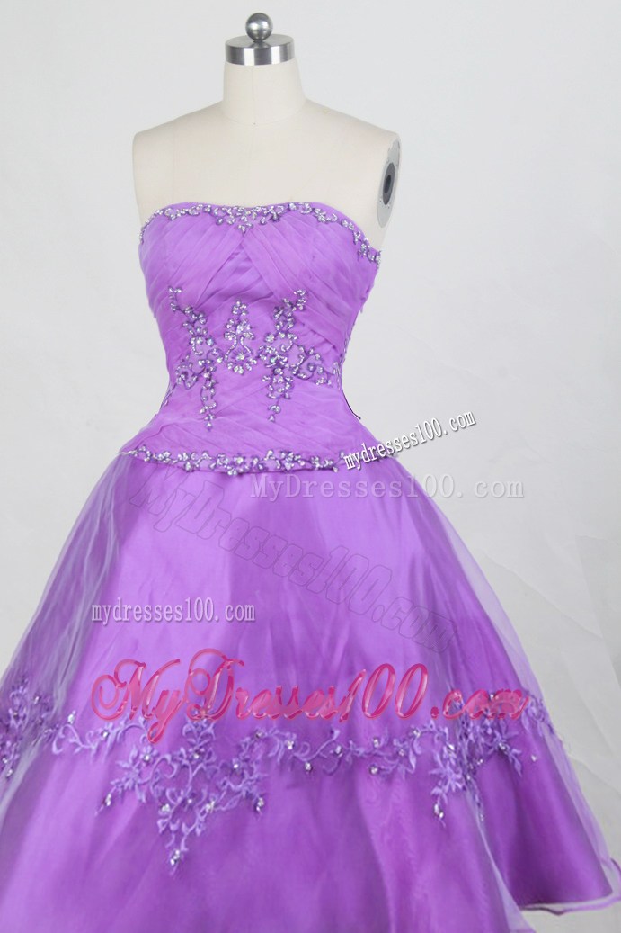 Glamorous Lavender Ball Gown Appliqued Taffeta Quinceanera Dress