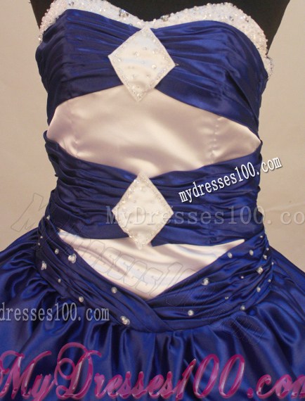 Romantic Navy Blue and White Puffy Pick-ups Quinceanera Dress