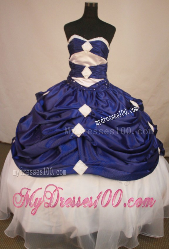 Romantic Navy Blue and White Puffy Pick-ups Quinceanera Dress
