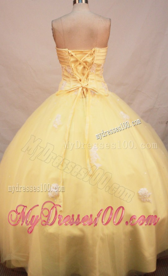 Simple A-line Sweetheart Floor-length Tulle Yellow Sweet 15 Dress