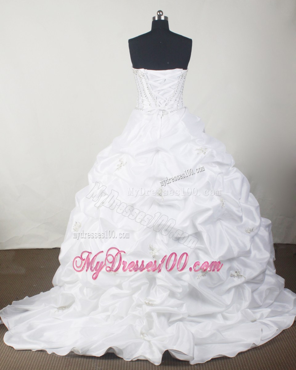 Simple Strapless White Quinceanera Dress with Beading Bust