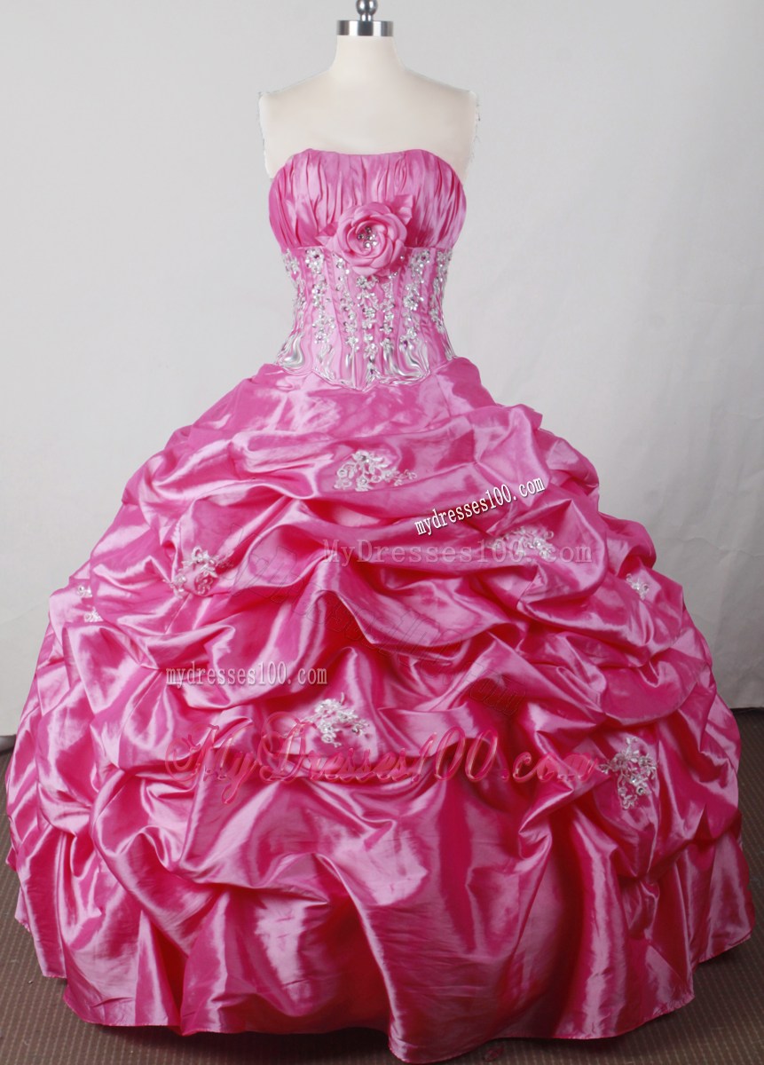 Flowers and Beading Decorate Hot Pink Dresses 16 with Pick-ups
