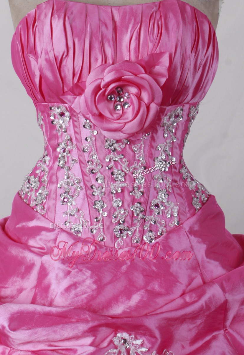 Flowers and Beading Decorate Hot Pink Dresses 16 with Pick-ups