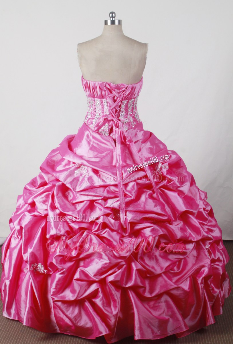 Flowers and Beading Decorate Hot Pink Dresses 16 with Pick-ups