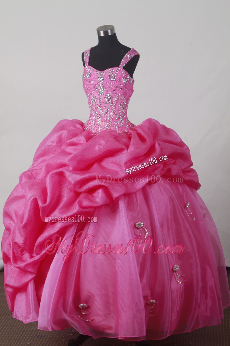 Straps Beading Drapped Skirt Dresses 16 in Hot Pink with Pick-ups