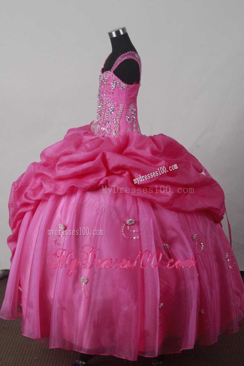 Straps Beading Drapped Skirt Dresses 16 in Hot Pink with Pick-ups