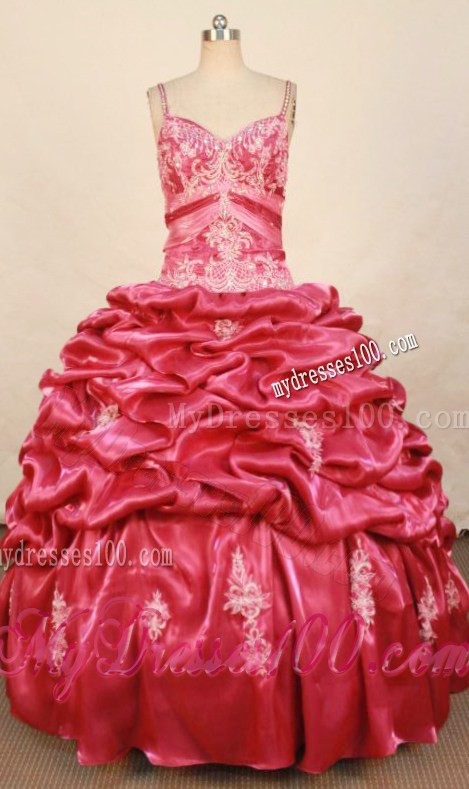 Watermelon Pink Appliques Pick-ups Quinceanera Dresses Spaghetti Straps