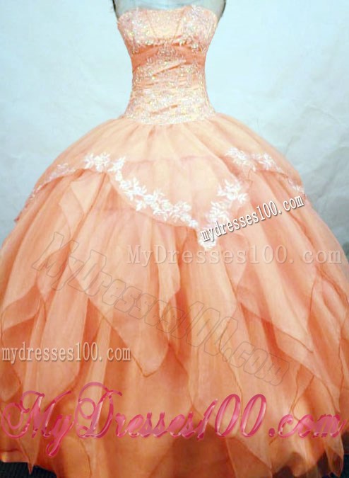 2013 Wonderful Strapless Appliques and Beading Quinceanera Dress