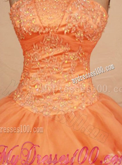 2013 Wonderful Strapless Appliques and Beading Quinceanera Dress