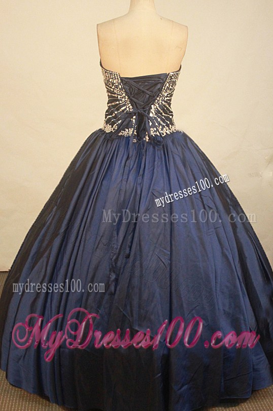 Navy Blue Ruching Sweet Sixteen Dresses with Rhinestones and Sequins