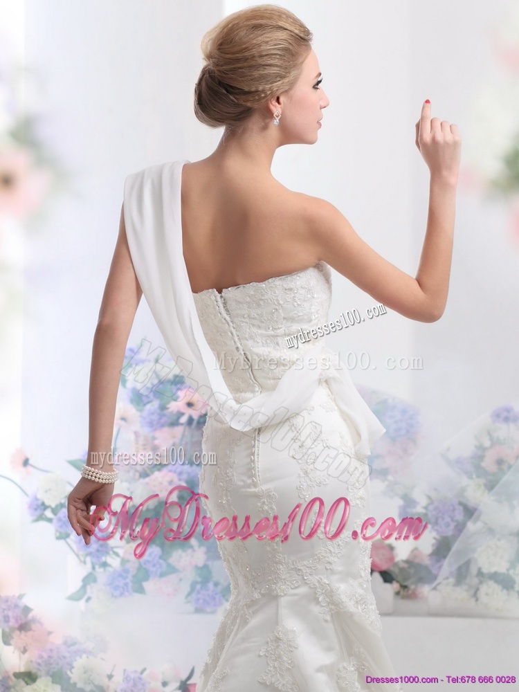 2016 Beautiful Strapless Lace White Wedding Mermaid Dress