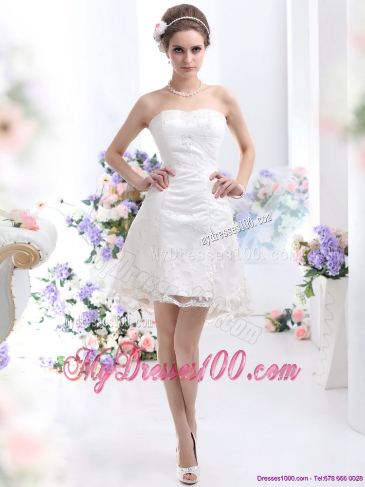 2016 Classical Sweetheart Mini-length Wedding Dress with Lace