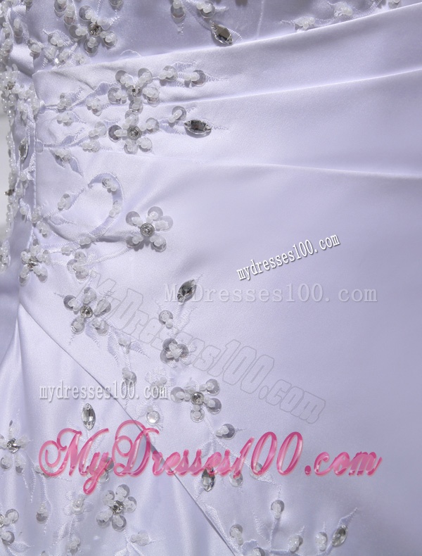 2016 Discount A-line Square Beading and Appliques Wedding Dress