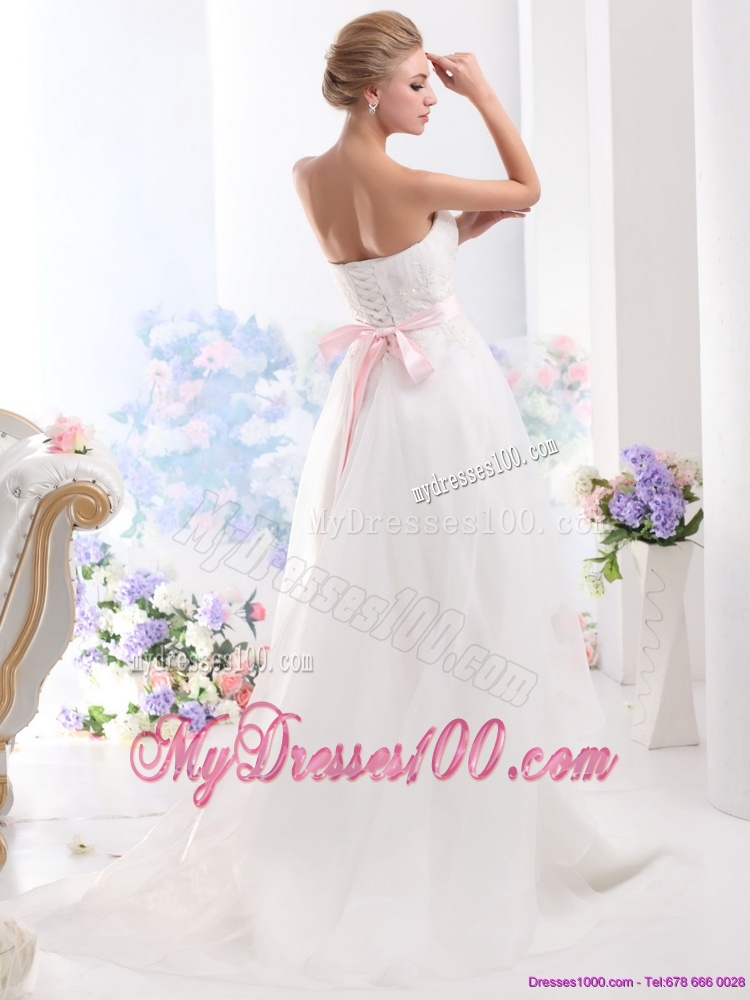 2016 Elegant Sweetheart High Low Wedding Dress with Lace and Hand Made Flowers
