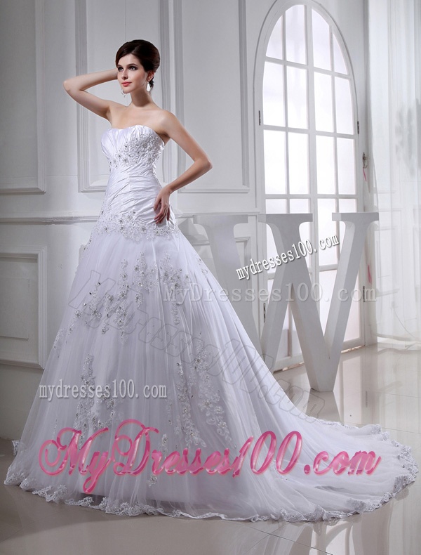 2016 Spring Lace Ball Gown Appliques Wedding Dress with Sweetheart