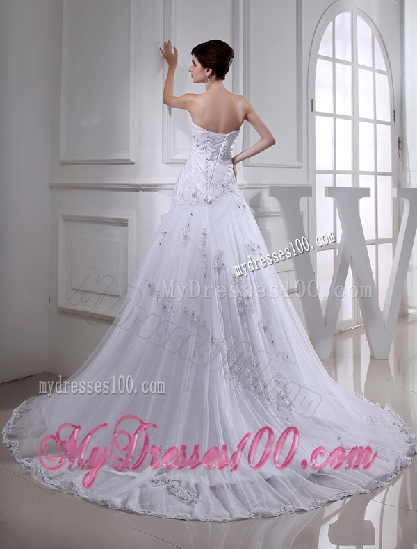 2016 Spring Lace Ball Gown Appliques Wedding Dress with Sweetheart