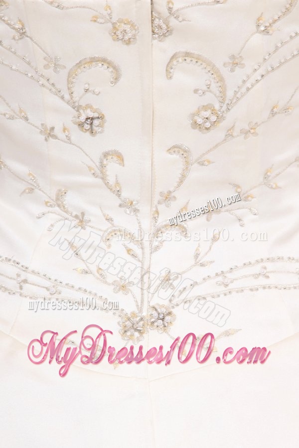 A-Line Sweetheart Taffeta Embroidery and Beading Wedding Dress
