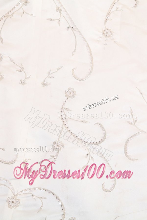A-Line Sweetheart Taffeta Embroidery and Beading Wedding Dress