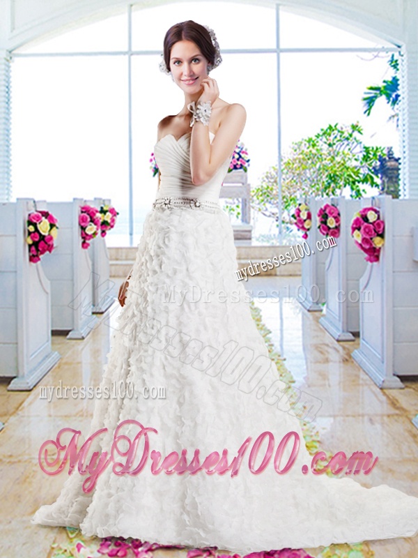 Affordable A Line Sweetheart Wedding Gowns with Appliques