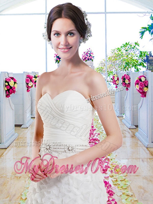 Affordable A Line Sweetheart Wedding Gowns with Appliques