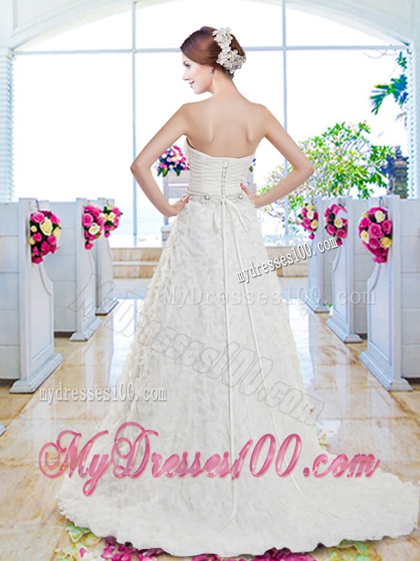 Affordable A Line Sweetheart Wedding Gowns with Appliques