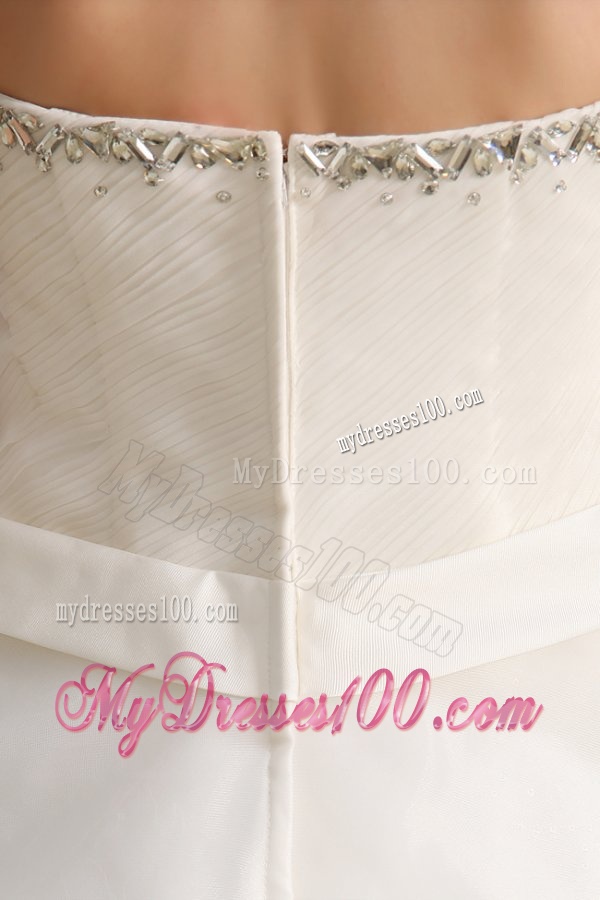 Ball Gown Strapless Beaded Decorate Wedding Dress with Brush Train