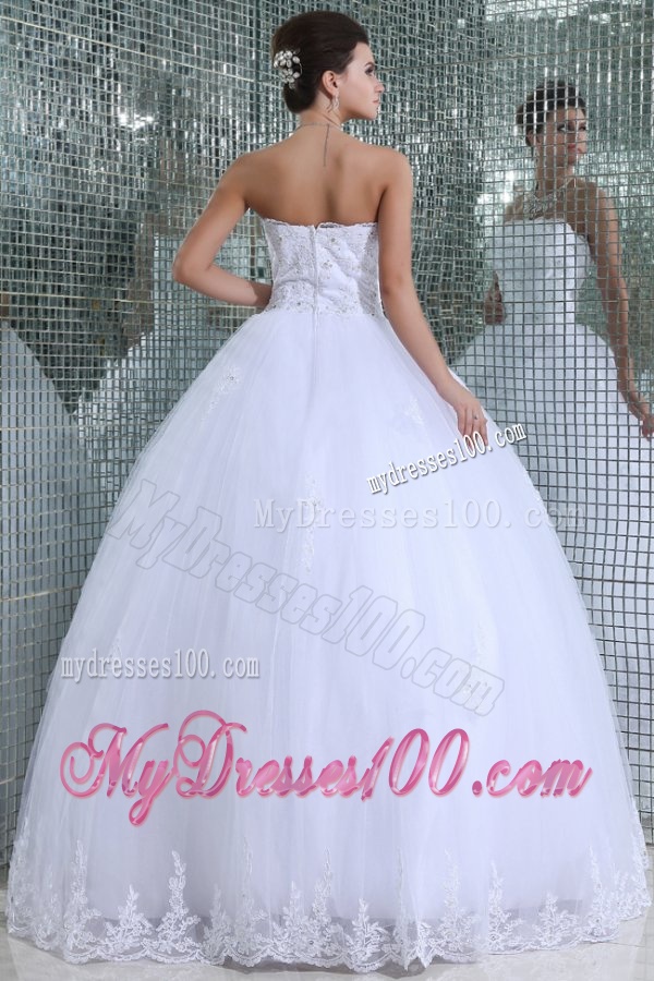 Ball Gown Strapless Floor-length Wedding Dress with Appliques