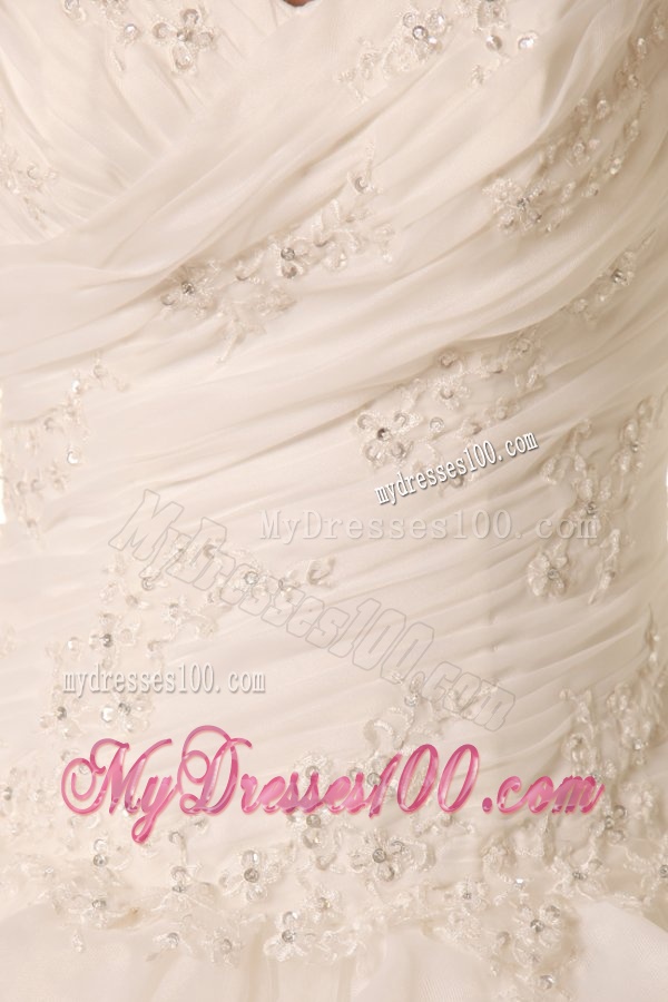 Ball Gown Sweetheart Wedding Dress with Appliques and Ruffles