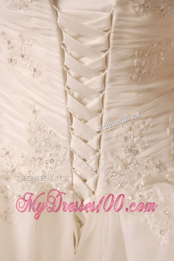 Ball Gown Sweetheart Wedding Dress with Appliques and Ruffles