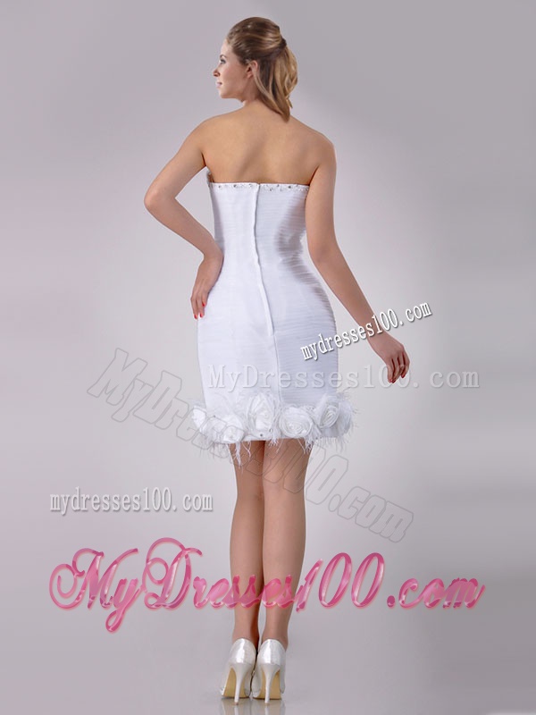 Beautiful Sweetheart Short Satin Wedding Dress with Beading and Rolling Flowers