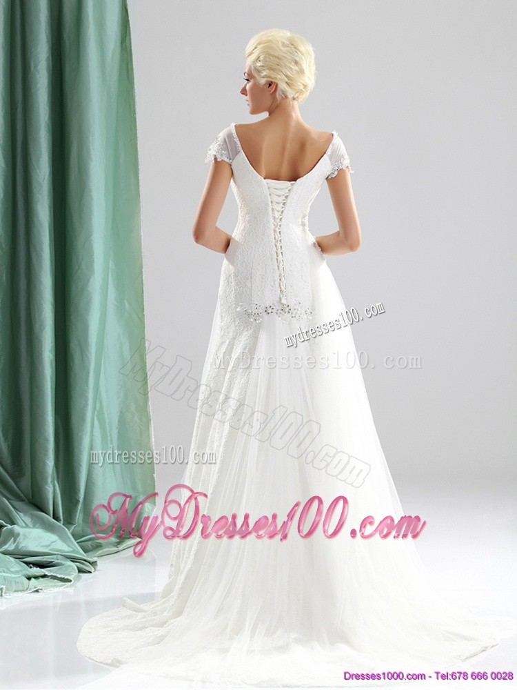 Brand New 2016 Beading and Lace Wedding Dress with Court Train