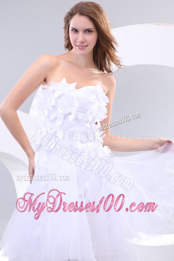 Cheap Sweetheart Asymmetrical Hand Made Flowers Wedding Dress
