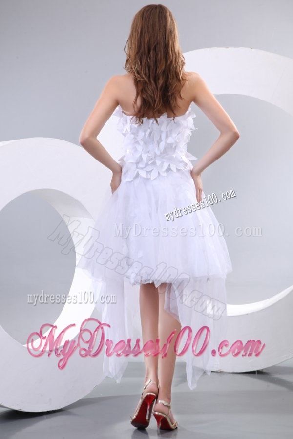 Cheap Sweetheart Asymmetrical Hand Made Flowers Wedding Dress