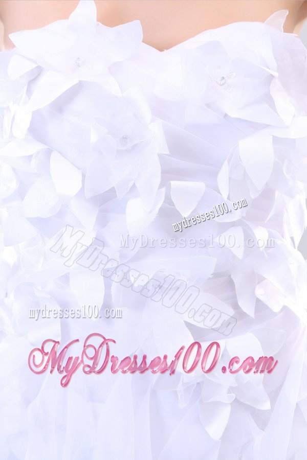 Cheap Sweetheart Asymmetrical Hand Made Flowers Wedding Dress