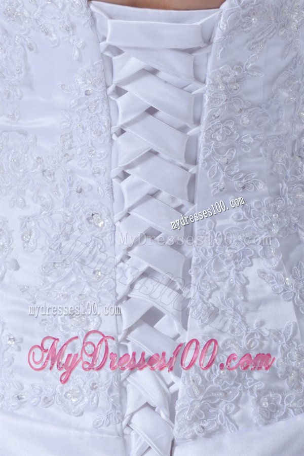 Column Sweetheart Appliques Tulle Detachable Skirt Wedding Dress
