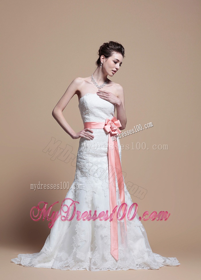 Custom Made Mermaid Strapless Wedding Dresses with Court Train