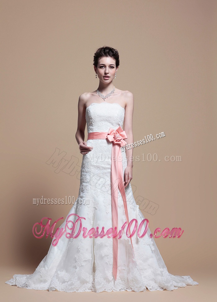 Custom Made Mermaid Strapless Wedding Dresses with Court Train