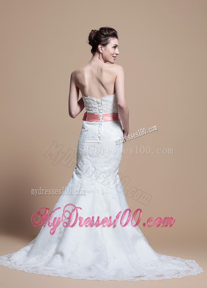Custom Made Mermaid Strapless Wedding Dresses with Court Train