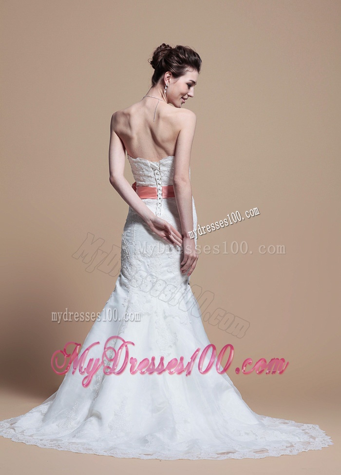 Custom Made Mermaid Strapless Wedding Dresses with Court Train