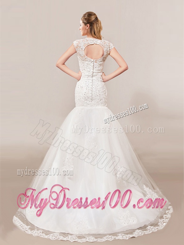 Decent Column Button Up Wedding Dress with Beading and Lace for 2016