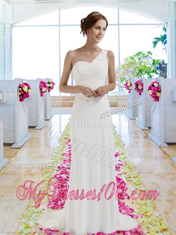 Designer Column One Shoulder Wedding Dresses for Beach