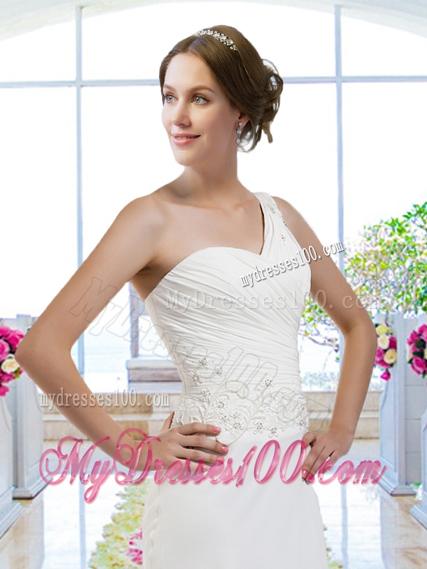 Designer Column One Shoulder Wedding Dresses for Beach