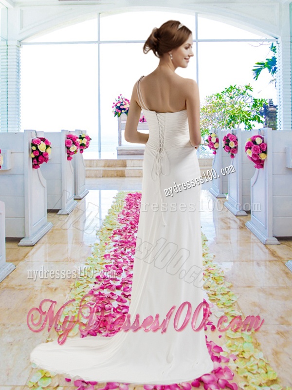 Designer Column One Shoulder Wedding Dresses for Beach